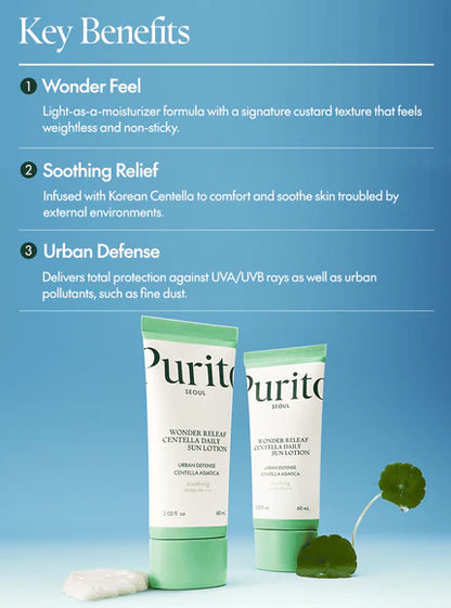 Purito - Wonder Releaf Centella Daily Sun Lotion SPF50+ PA++++ (60ml)