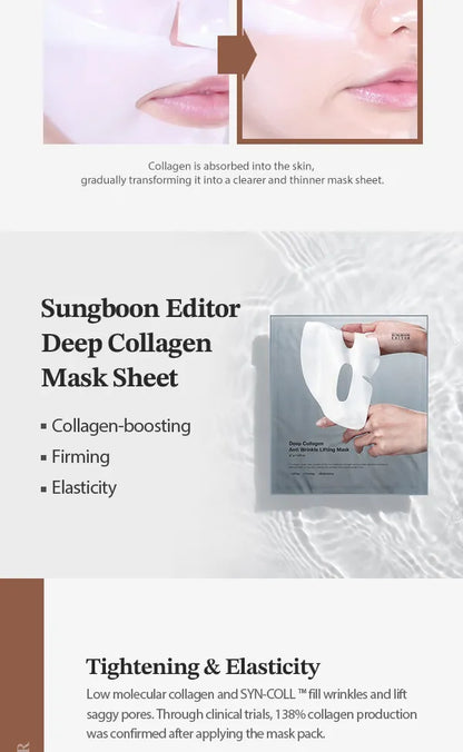 SUNGBOON EDITOR - Deep Collagen Mask - Anti Wrinkle Lifting (4 Pack)